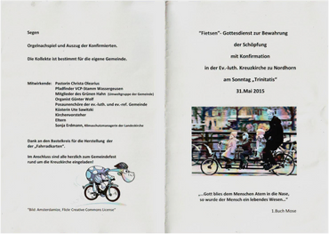 Programmheft mit Text und Bildern von Radfahrern.